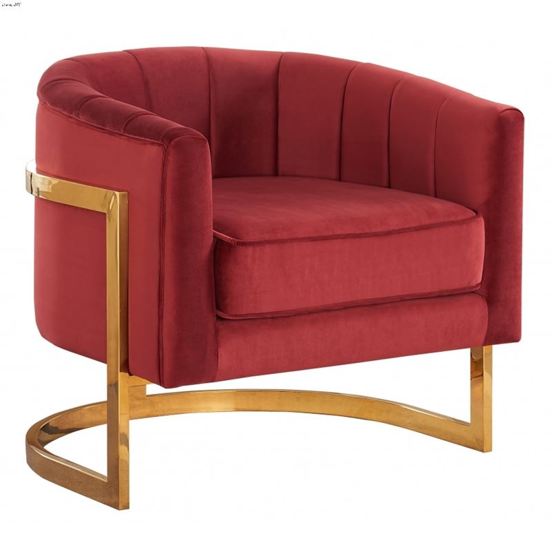 Carter Burgundy Velvet Upholstered Accent Chair