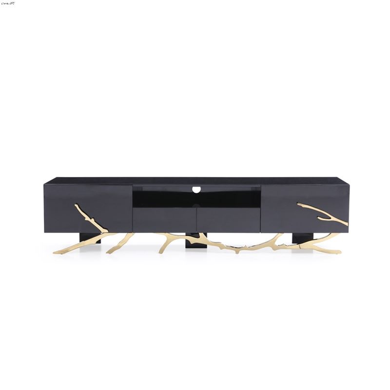 Modrest Legend 79 inch Modern Black and Gold TV Stand By VIG Furniture
