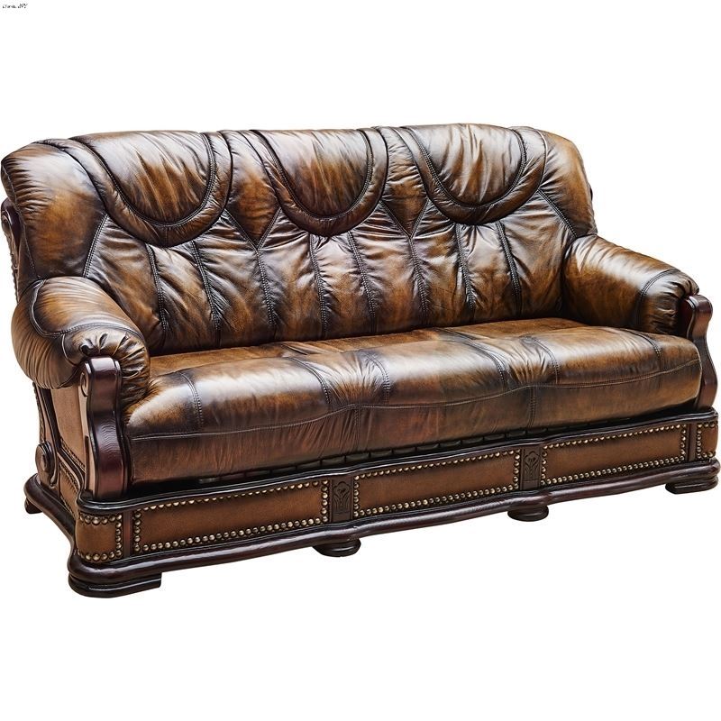 Oakman Classic Brown Leather Sofa Bed by ESF
